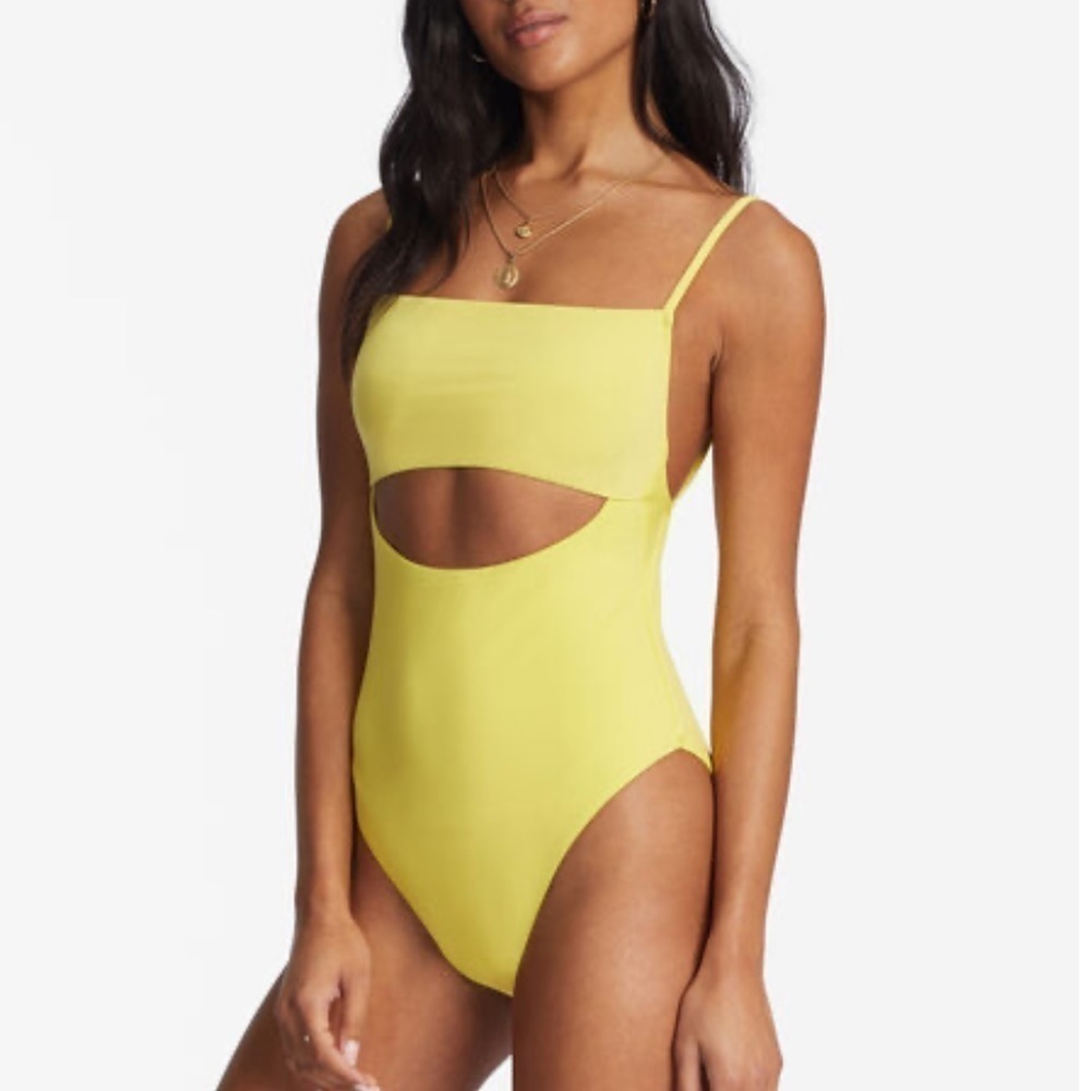 NWT Billabong Sol Searcher Cut-Out One Piece Swimsuit in Yellow - Picture 4 of 10